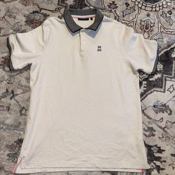 Psycho Bunny Mens Jonas Pique Short Sleeve Polo Shirt Large Pima Cotton - Picture 1 of 3
